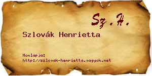 Szlovák Henrietta névjegykártya